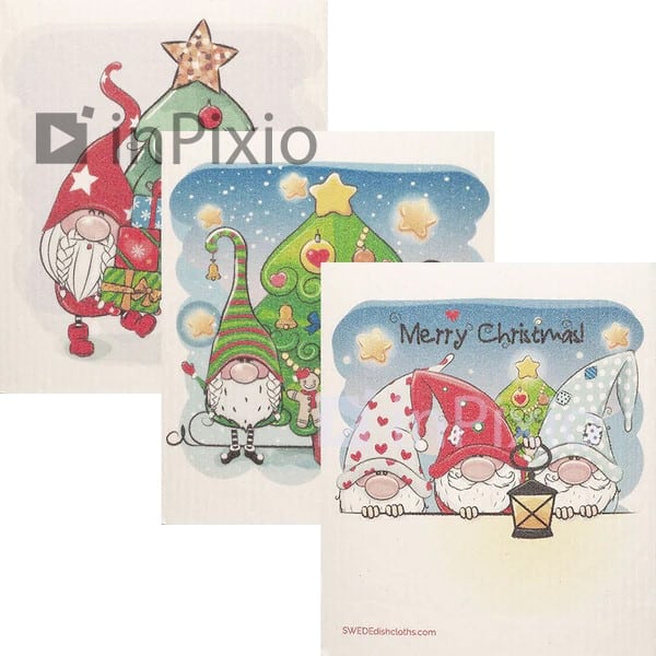 Christmas Gnome Swedish Dish Cloth - Set Of 3 5 Christmas Gnome Swedish Dish Cloth - Set Of 3 - Image 3